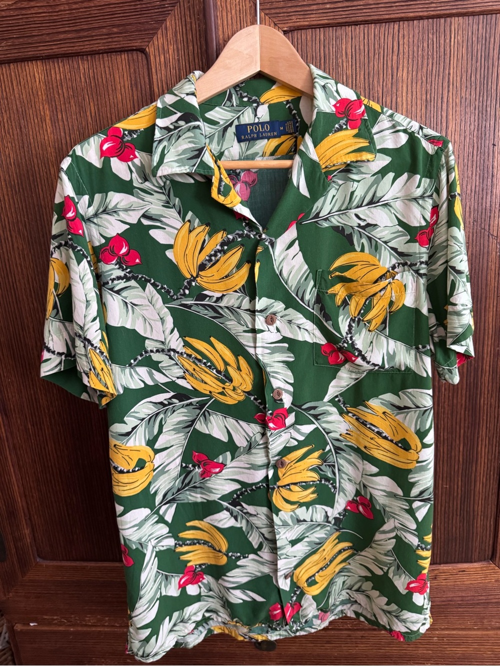 Polo by Ralph Lauren Green Tropical Banana Print Camp Shirt size M